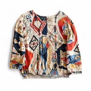 Alfred Dunner 100% Cotton Pattenered 3/4 Sleeve Sweater